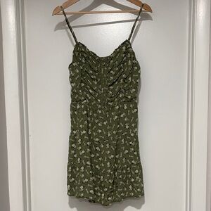Aeropostale Forest Green Dress with White Floral Pattern